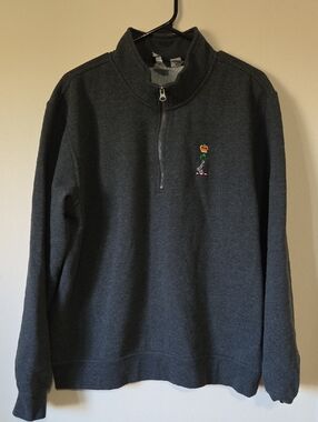 Royal Military College Men's Charcoal Half-Zip Sweatshirt with Embroidered Crest